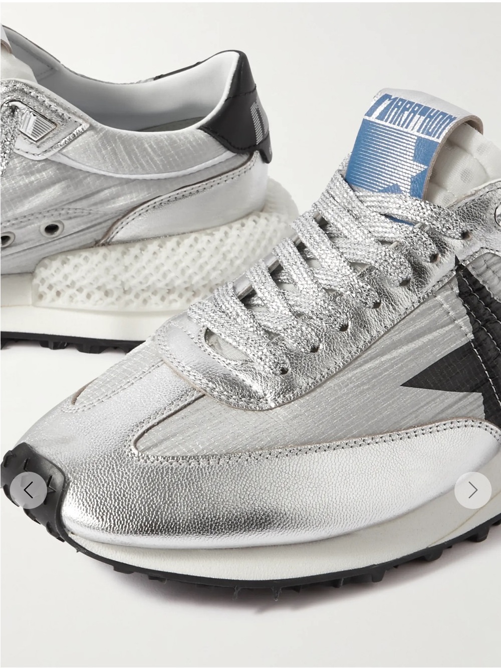 Golden Goose Marathon Metallic Leather Trimmed Ripstop Sneakers 🪿 🌟 👟 - Picture 4 of 13